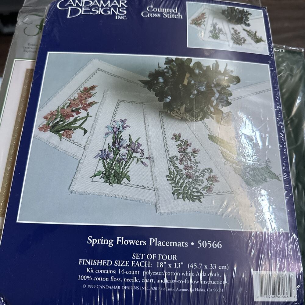 Candamar 1999 Counted Cross Stitch Kit - Spring Flowers Placemats #50566